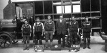 Photograph of mine rescue team (Falkirk Museums and SCRAN)